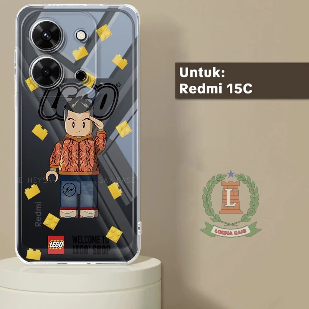 พรีเมี่ยม GLOSSY CLEARCASE เข็มทิศนุ่มสําหรับ REDMI 15C และ POCO C85 4G / 5G MOTIF PNG-LEGO-1