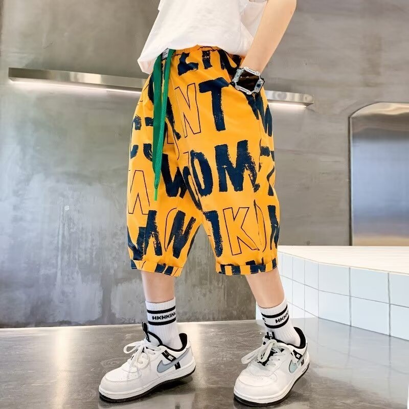 COD 2025 Boys' Pants Summer Stylish Loose Fit Big Kids Mid-Length Pants 2025 New Fashion Children's 