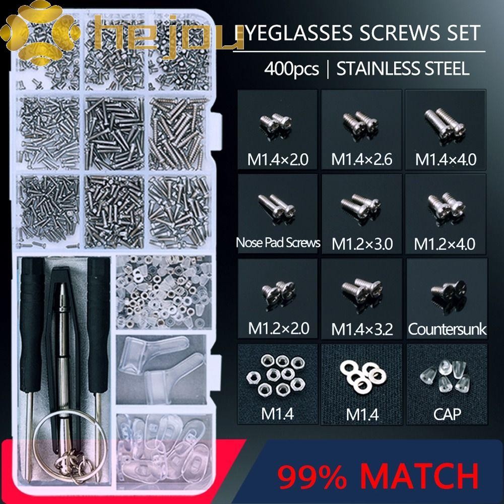 HEJOU Glasses Screws Sets Metal Watch Tiny Screws Screwdriver Assorted Kit Sun Glasses Nuts Spectacl