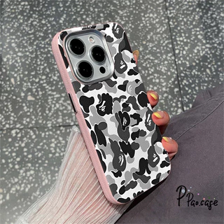 เคสไอโฟน 16 สำหรับ IPhone 17 air 15 13 11 16 14 12 ProMax 15 14 16 Plus XR X แฟชั่นสีเขียวลายลายพรางหนังพื้นผิวโทรศัพท