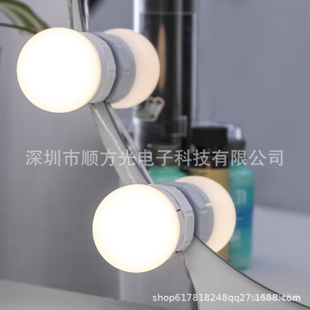 Tricolor Makeup 10 Take-up Hollywood Mirror Light Mirror ไฟหน้า led กระจกหลอดไฟแต่งหน้าหมุน 4VRI