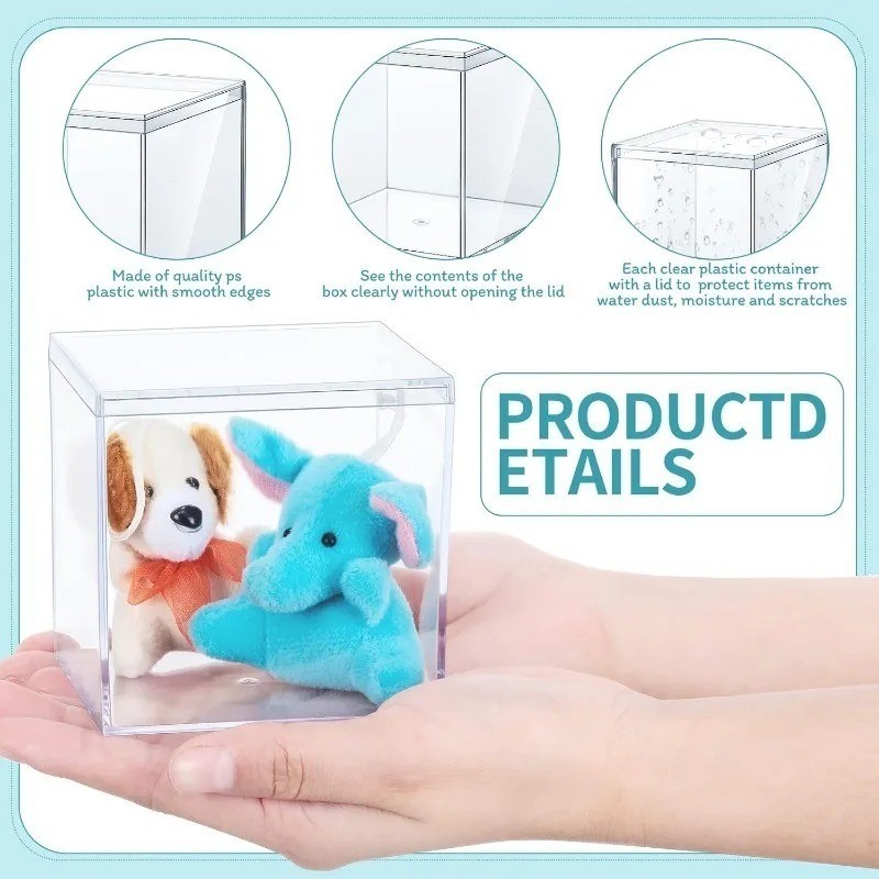 5/10/20/30ชิ้นพลาสติกใสกล่องเก็บขนม-ตาราง ลูกบาศก์ เครื่องประดับของขวัญแสดงกรณี - รูปที่ 6