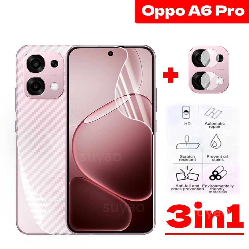 สําหรับOppo A6Pro A6 Pro A6T A6X 2025 ด้านหน้าHydrogelฟิล์มโทรศัพท์กลับฟิล์มคาร์บอนไฟเบอร์OppoA6Proเลนส์กล้องClear Screen Protectorนุ่มไฮดรอลิกHDป้องกันคลุมทั้งหมด