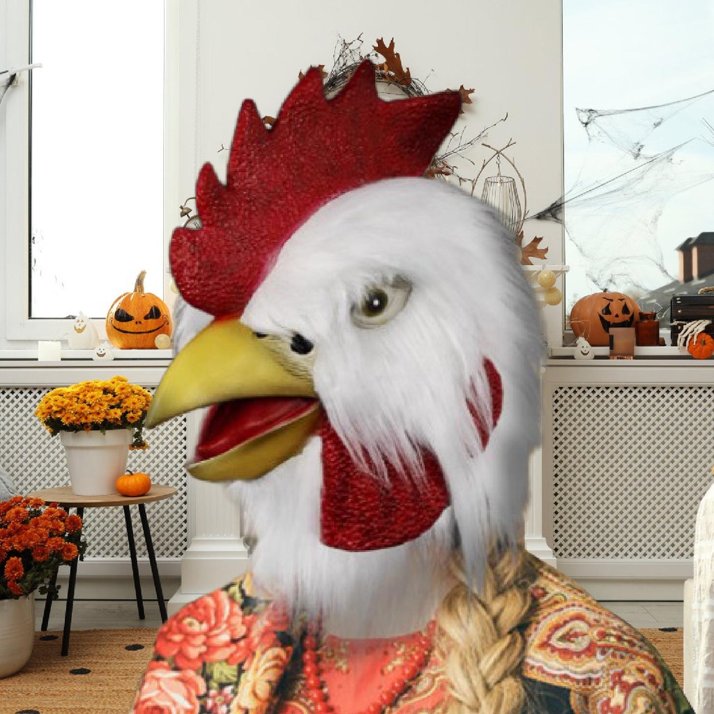 [ทาจิอุวะ21] หน้ากากนกสัตว์ฮาโลวีนผ้าโพกศีรษะเฮฮาสวมหน้ากากหัวไก่หน้ากาก