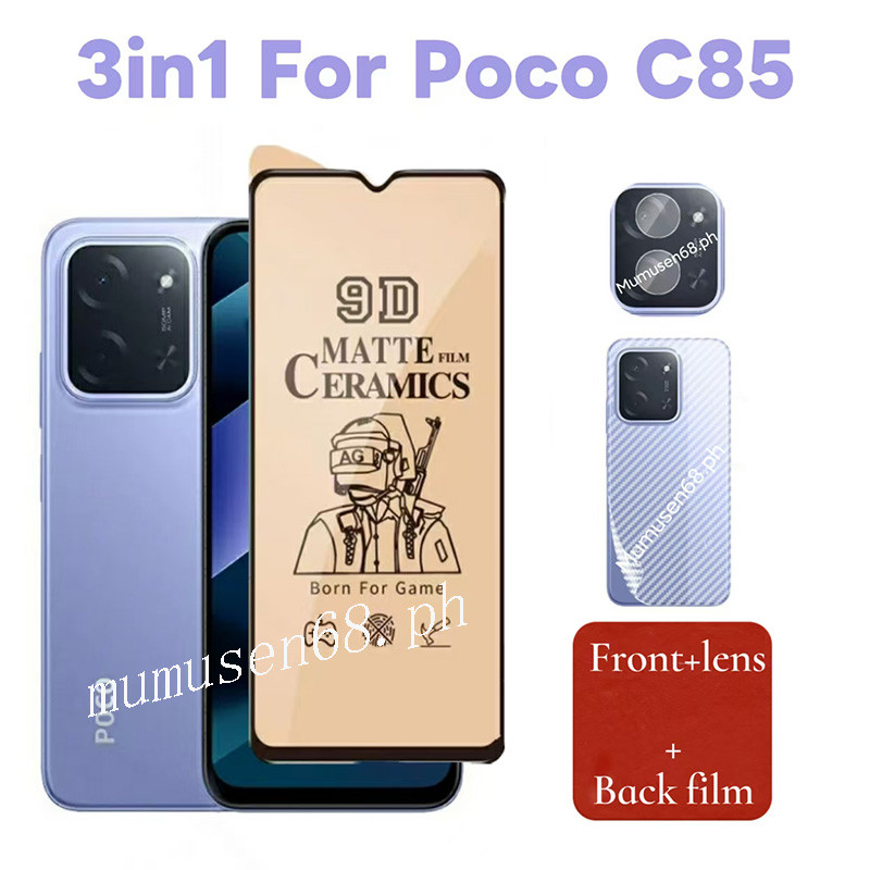 3 I N1 Xiaomi Poco C85 4G ป้องกันหน้าจอสําหรับ Poco C75 C65 C61 C71 F7 ป้องกันหน้าจอ + เลนส์กล้องฟิล