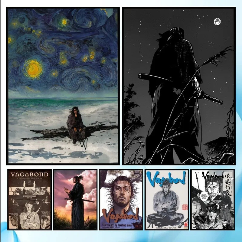 V-Vagabond มังงะอะนิเมะโปสเตอร์ HD art sticky wallpaper ติดได้ทุกที่ในห้อง เช่น ห้องนั่งเล่น ห้องนอน