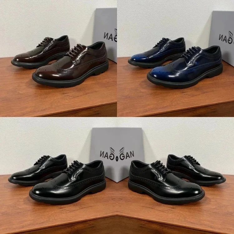 [เวอร์ชั่นท็อป] Hoga Hoga รองเท้าหนังอย่างเป็นทางการรองเท้าแต่งงานสีโปแลนด์รองเท้าดาร์บี้ธุรกิจรองเท