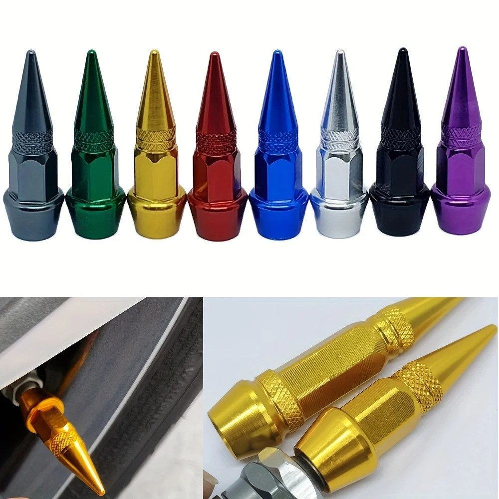 วันนี้S Pick 4pcs อลูมิเนียมพรีเมี่ยม Spike ล้อ Stem Caps 45/60 มม.สําหรับรถยนต์รถบรรทุกจักรยาน Moto