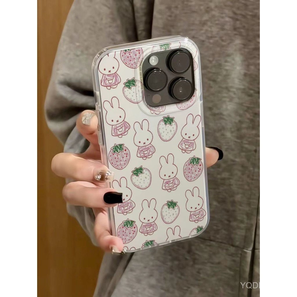 เคสโทรศัพท์เหมาะสําหรับiPhone 7 8 X XS XR XSMAX 11 12 13 14 15 16 17 Pro max Plus Airสตรอเบอร์รี่กระ
