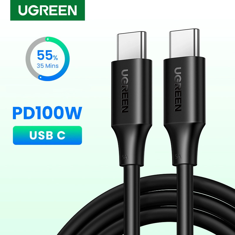 UGREEN สาย USB C ในตัว E-marker Chip Type C 5A 100W สายชาร์จเร็วสําหรับ Samsung Xiaomi