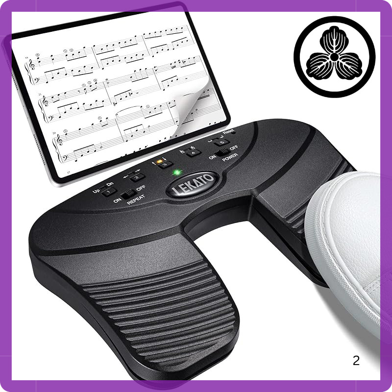 Page Turner Pedal Foot Switch Wireless Bluetooth Page Turner Music Score Hands-Free USB Rechargeable