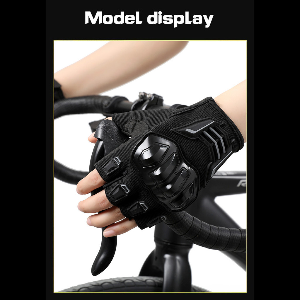 ถุงมือครึ่งนิ้วดีไซน์สำหรับจักรยานยนต์และจักรยานไฟฟ้า ออกแบบเพื่อบรรเทาความร้อน มีระบบระบายอากาศดี และป้องกันการลื่น เพื่อการขับขี่ที่ปลอดภัยในทุกกิจกรรมกลางแจ้ง - รูปที่ 6