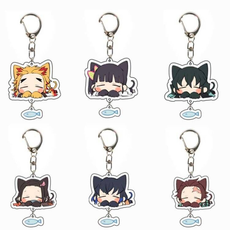 พวงกุญแจอนิเมะ Demon Slayer พวงกุญแจ Tanjirou Kamado Nezuko Tomioka Giyuu Kimetsu ไม่มี Yaiba อะคริล