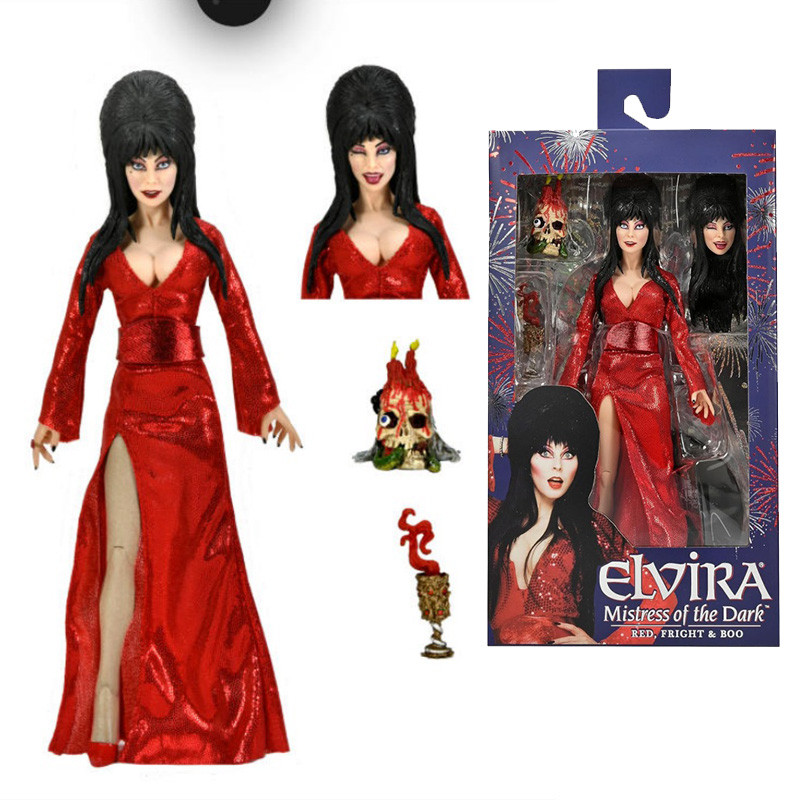 NECA 5608 ของเล่น Elvira – 8 Clothed Action Figure – Red, Fright, และ Boo Collection ตุ๊กตาตกแต่งของ