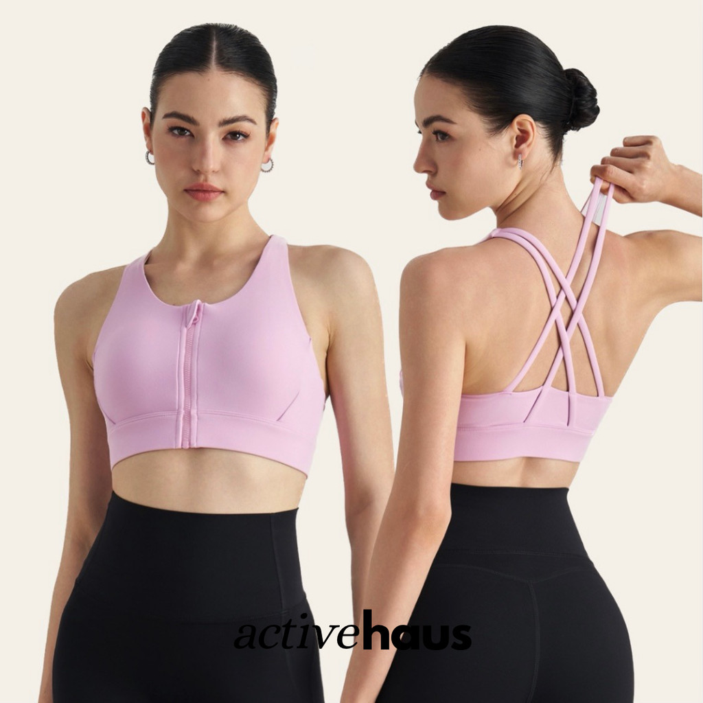 Matilda Zip กีฬา Bra ฤดูร้อนแขนกุด Basic Crop Top Tanktop พร้อม Padding ถ้วยและซิป Bra BH Racer Tank