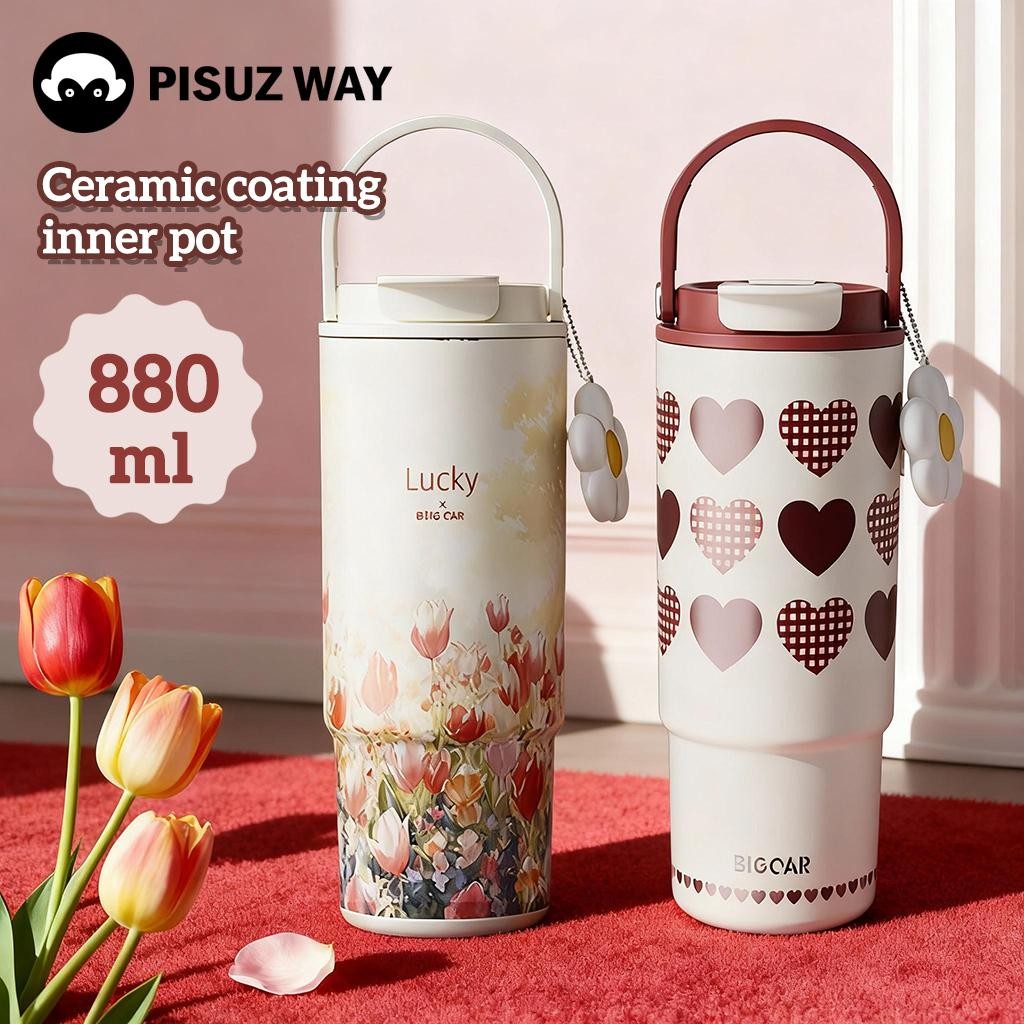 เซรามิคซับถ้วยเย็น880มิลลิลิตรความจุขนาดใหญ่ถ้วยกาแฟรถติดตั้งที่มาพร้อมกับถ้วยน้ํามูลค่าสูง