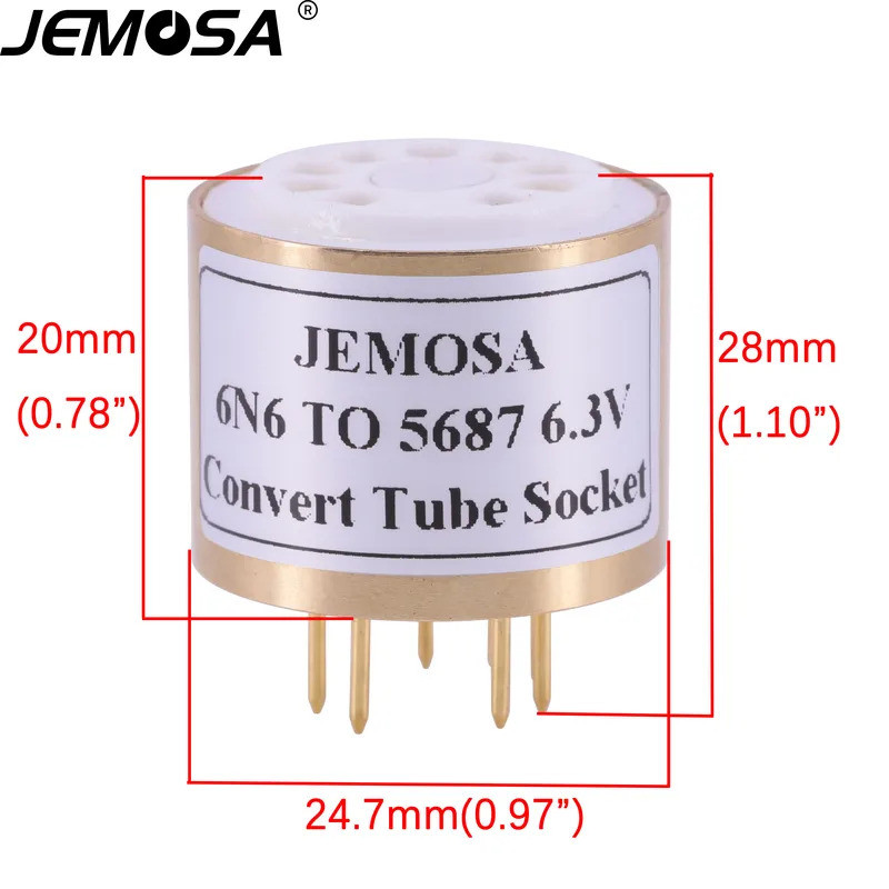 JEMOSA 1PC 9Pin Tube Socket Adapter 6H6N 6N6 ถึง 5687 6.3V Audio Vacuum Tube Socket Adapter Converte