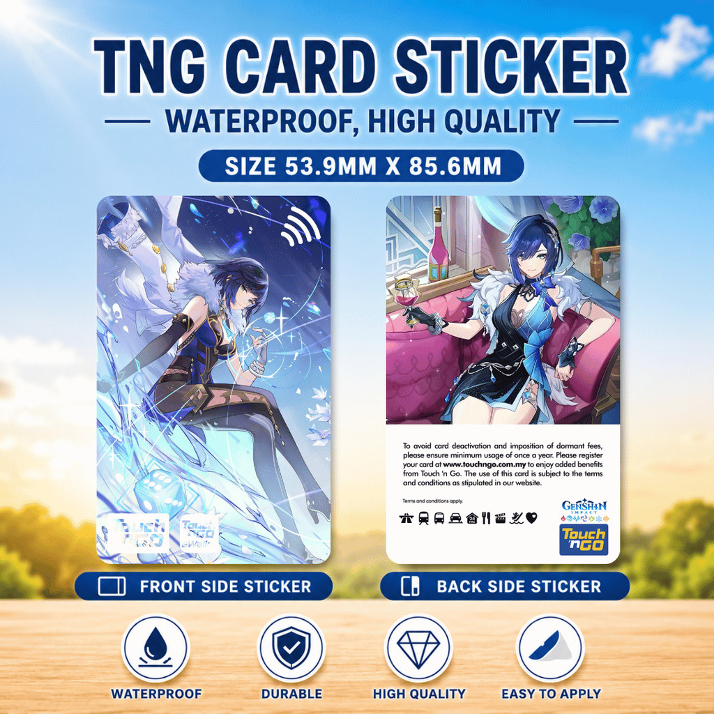 Touch n Go NFC Genshin Impact-Yelan-Card Sticker - Design Waterproof TNG Card Skin Sticker TNG eWall