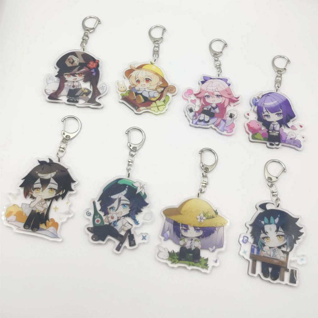 1 ชิ้นอะนิเมะเกม Genshin Impact Raidenshogun Yae Miko ผู้ชายพวงกุญแจอะคริลิค