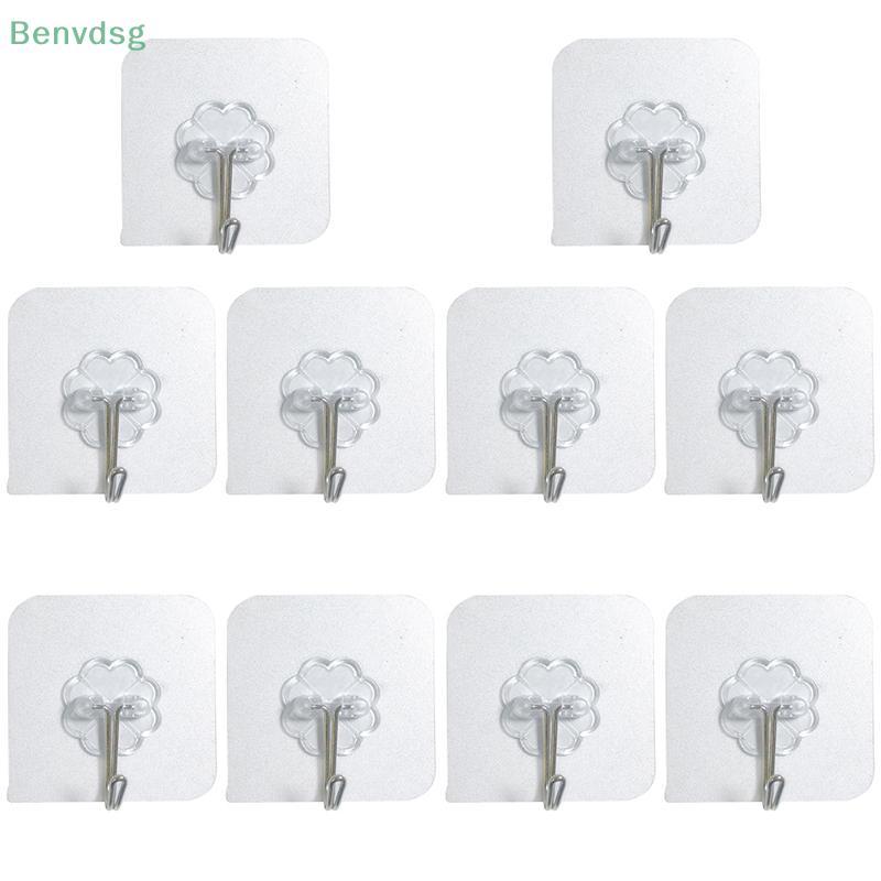 [Benvdsg-t] 10 ชิ้นสแตนเลสโปร่งใส Strong Self กาวตะขอ Key Storage แขวนสําหรับห้องครัวประตูห้องน้ํา Wall Multi-Function