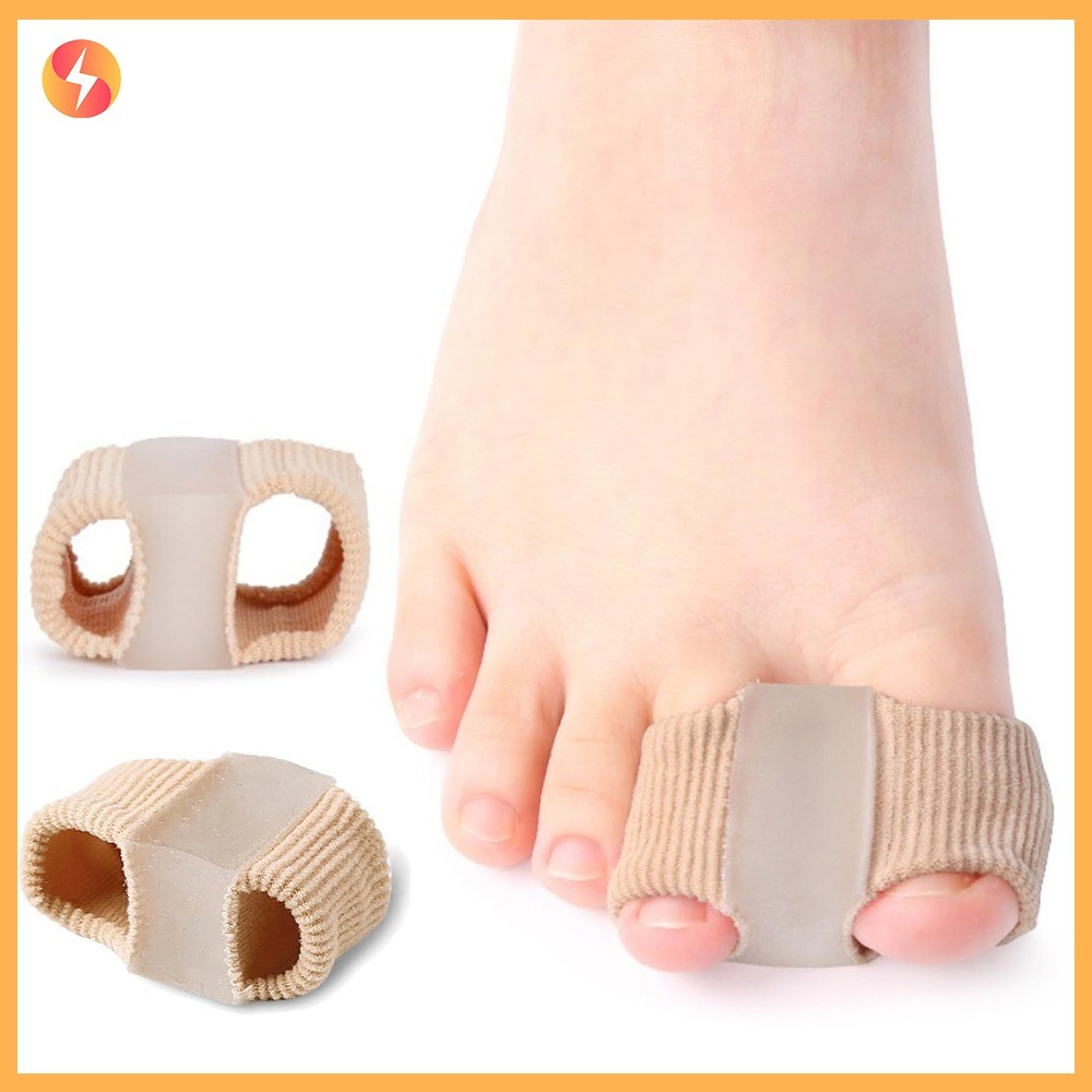 2 ชิ้น Toe Spacers เจล Bunion Corrector ผ้า Breathable Toe Separators ห่วงคู่ทับซ้อนกันบรรเทาอาการปวดนิ้วเท้า