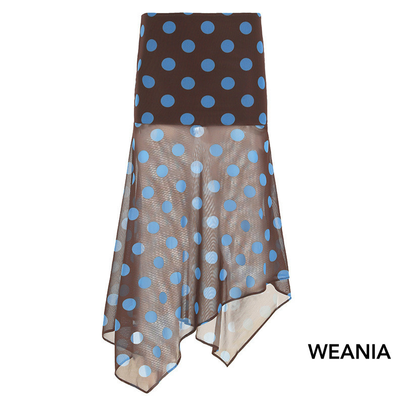 กระโปรงตาข่าย WEANIA ลายจุดเซ็กซี่สำหรับผู้หญิง