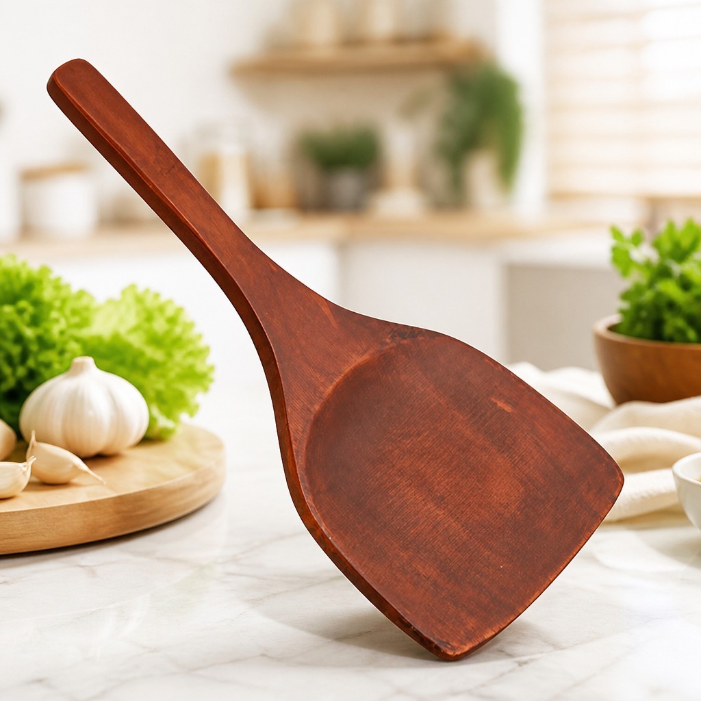 JOSLIN ตะหลิวทำอาหาร ตะหลิวไม้ทนร้อน ไม่ละลาย ใช้กับกระทะเทฟล่อนได้ cooking spatula