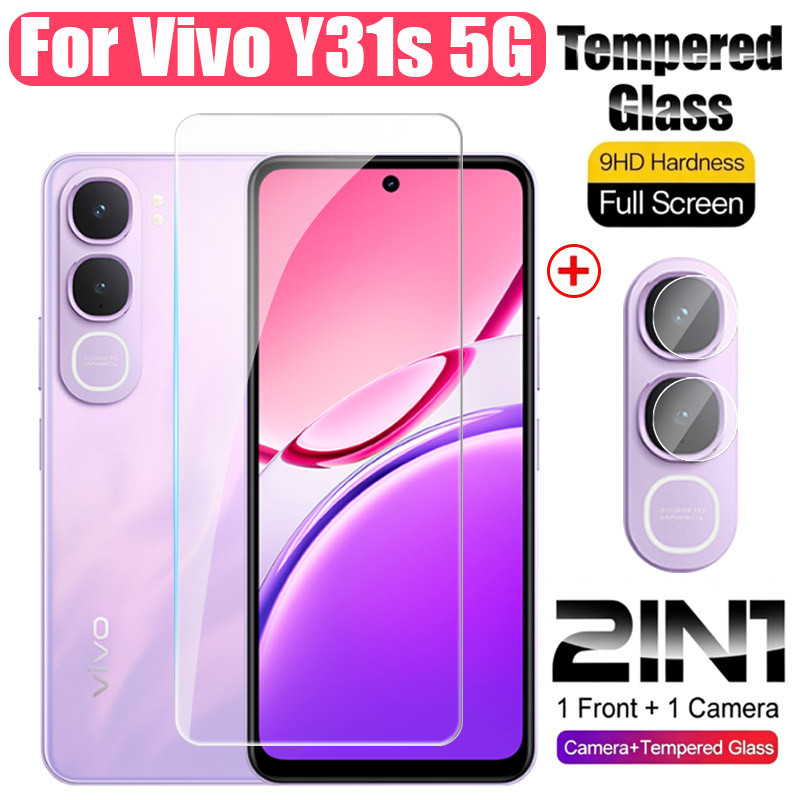 ป้องกันหน้าจอสําหรับVivo Y31s Y31 Y21d 5G 2026 กล้องProtector 9Hแก้ว 2in1 กระจกนิรภัยกล้องฟิล์มClear Viewกระจกป้องกันฟิล์ม