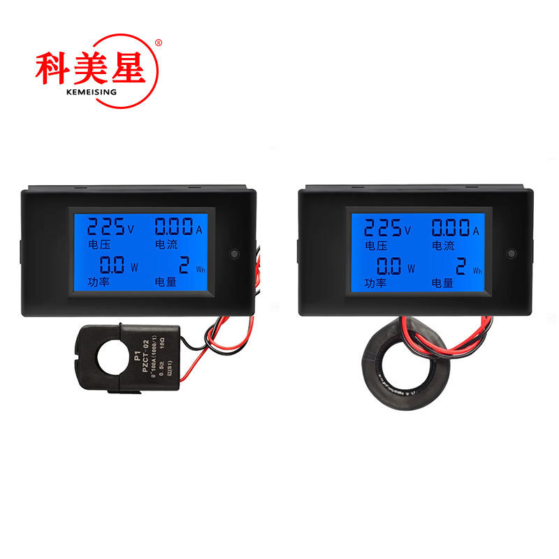 PZEM-061 AC แรงดันไฟฟ้าแอมป์มิเตอร์ Power Power Power Monitor LCD Multi-Function Digital Display Met