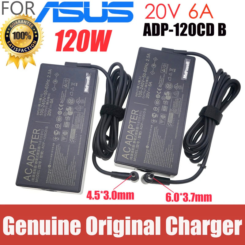 Original 20V 6A 120W 4.5*3.0 มม.6.0*3.7 มม.อะแดปเตอร์ AC สําหรับ ASUS A17-120P2A ADP-120CD B PA-1121