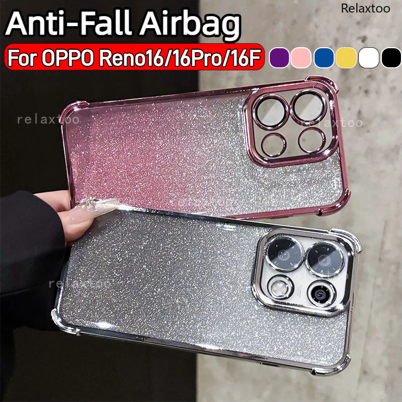 สําหรับOPPO Reno16 Pro 16F 5GปลอกกันกระแทกสําหรับOPPO Reno 16 Pro F 16Pro 16F Reno16Pro Reno16F 5Gไล่โทนสีโปร่งใสชุบGlitter Blingนุ่มเคสโทรศัพท์ปกป้องปกหลัง