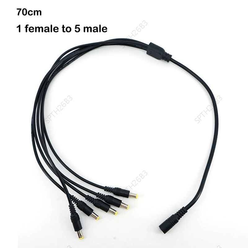 70 ซม. 1 ถึง 5 ทิศทาง Splitter สาย 5.5*2.1 มม.หญิงชายสายหลัก 18awg สาขาสาย 22awg 12V DC Power Supply