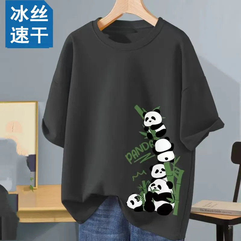 เสื้อยืดแขนสั้น 2026 สไตล์ใหม่ฤดูร้อนผ้าไหมน้ําแข็งความรู้สึกเย็นเสื้อผ้าแห้งเร็วผู้ชายผู้หญิงสไตล์หลวมกีฬาด้านบนบาสเกตบอล Un