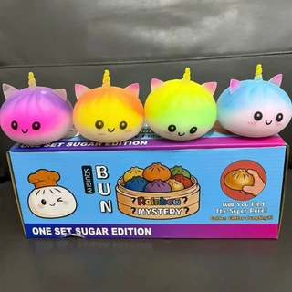 น่ารักยูนิคอร์น Dumpling Squishy ของเล่นกล่องตาบอดสุ่มไล่โทนสีนิ้ว Fidget ของเล่นสําหรับเด็กผู้ใหญ่