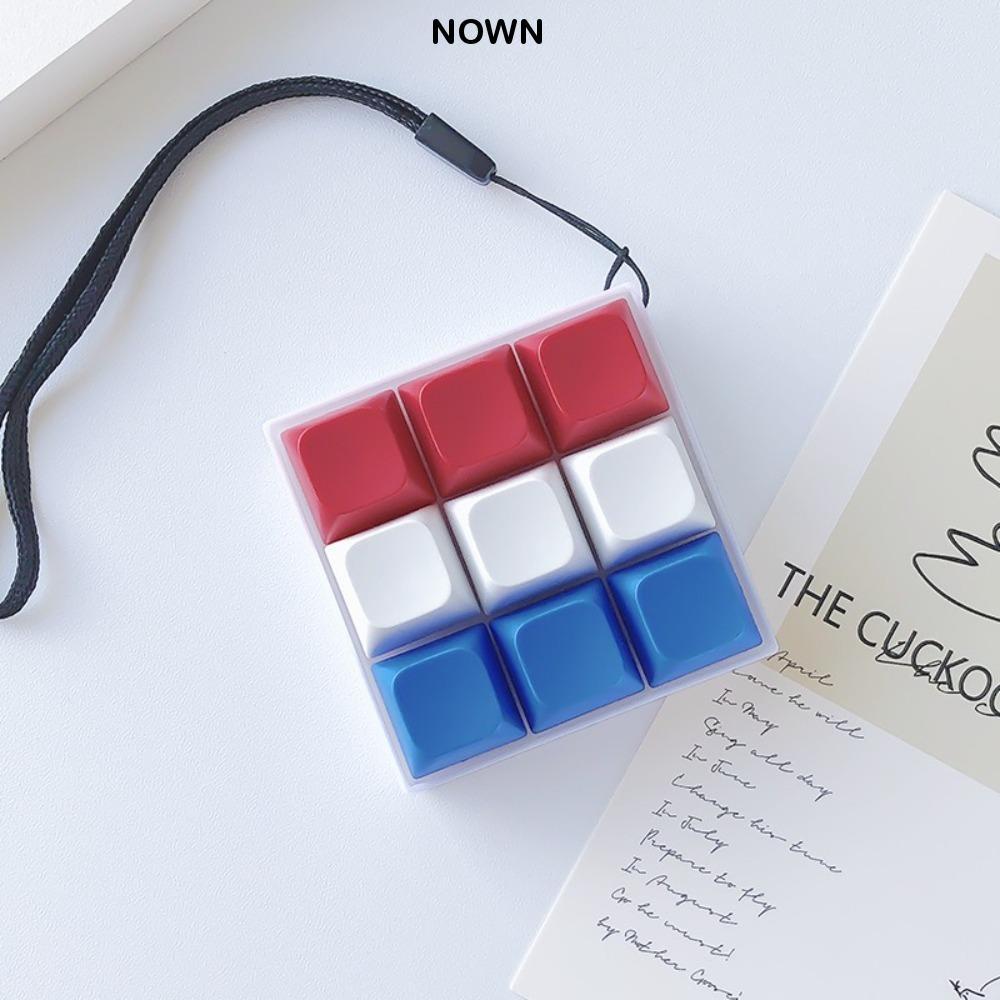NOWNICE พวงกุญแจ Fidget, คีย์บอร์ด DIY Keycap Finger Keyboard Caps, ปุ่มผ่อนคลายผ่านเวลาบรรเทาความเครียด Pinch ของเล่นผู้ใหญ่