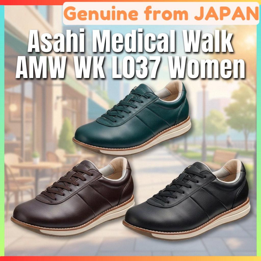 Asahi Medical Walk AMW WK L037 Women Leather Walking Shoes 4E Wide Knee Support Zip