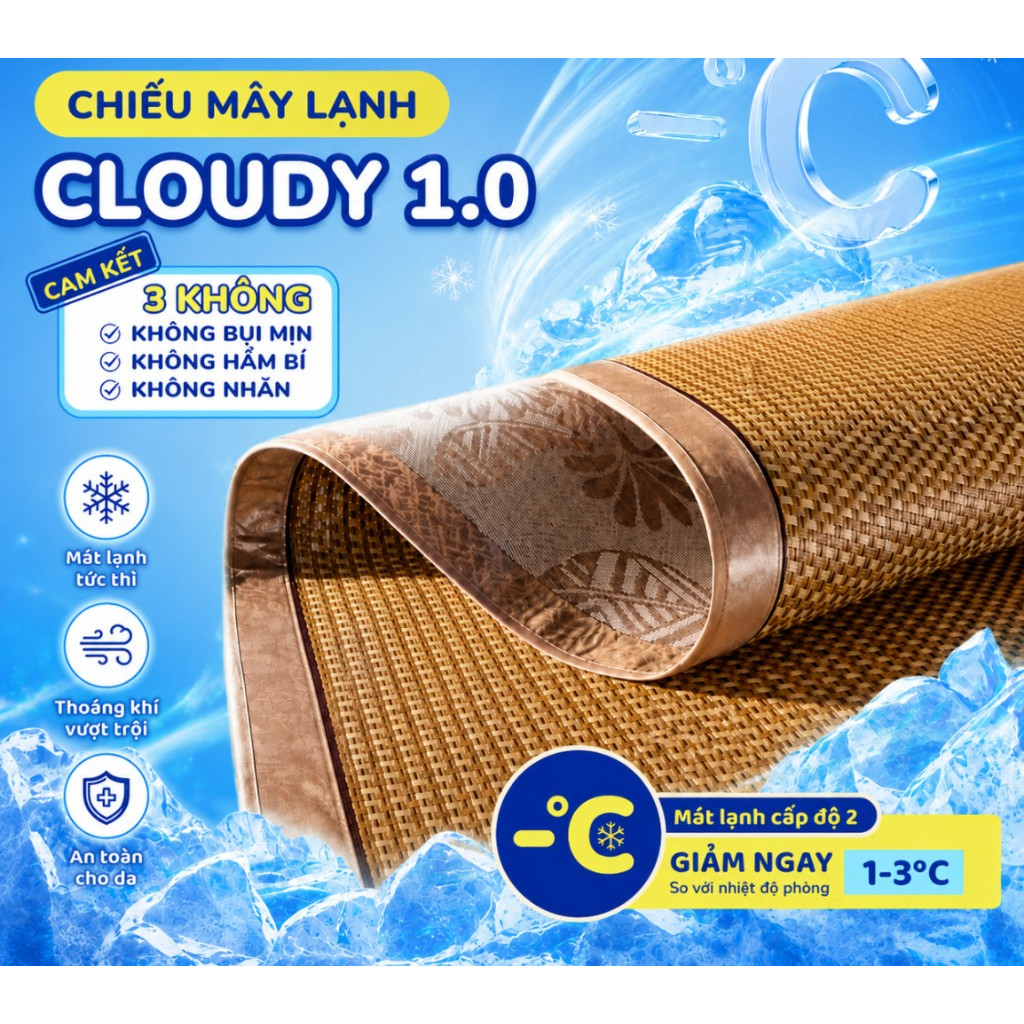 Cloudy 1.0 Smooth Air Conditioning Cold Cloud Mat Cool Summer Decor, Cool Cloud Cooling Mat
