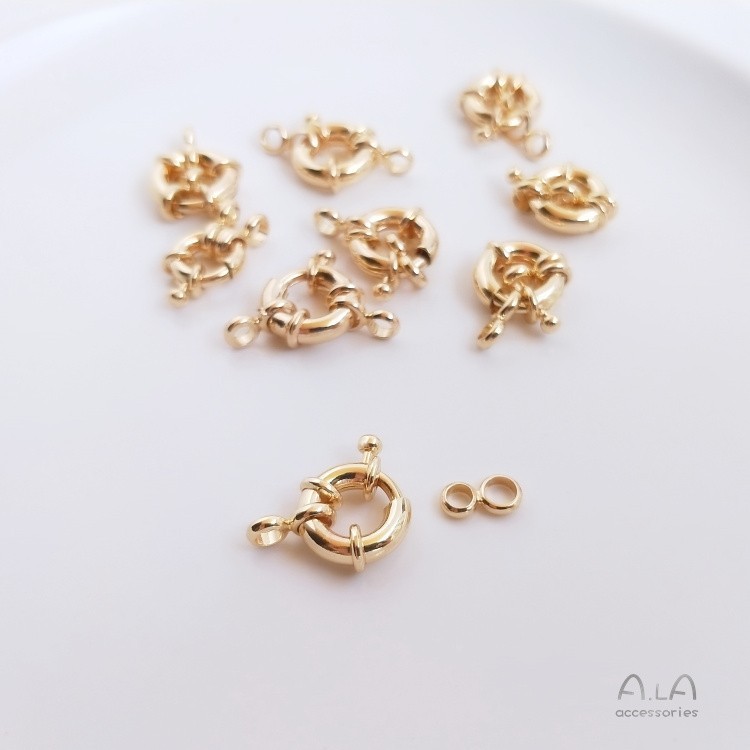 14K Gold-clad สี- care ฤดูใบไม้ผลิหัวเข็มขัดพวงมาลัยวงกลมสร้อยคอมุกสร้อยข้อมือการเชื่อมต่อหัวเข็มขัด