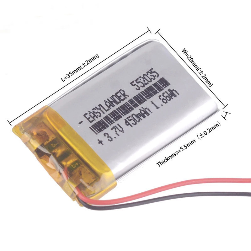 3.7V 170mAh~800mAh 252035 352035 452035 552035 652035 752035 852035 952035 แบตเตอรี่ลิเธียมโพลิเมอร์