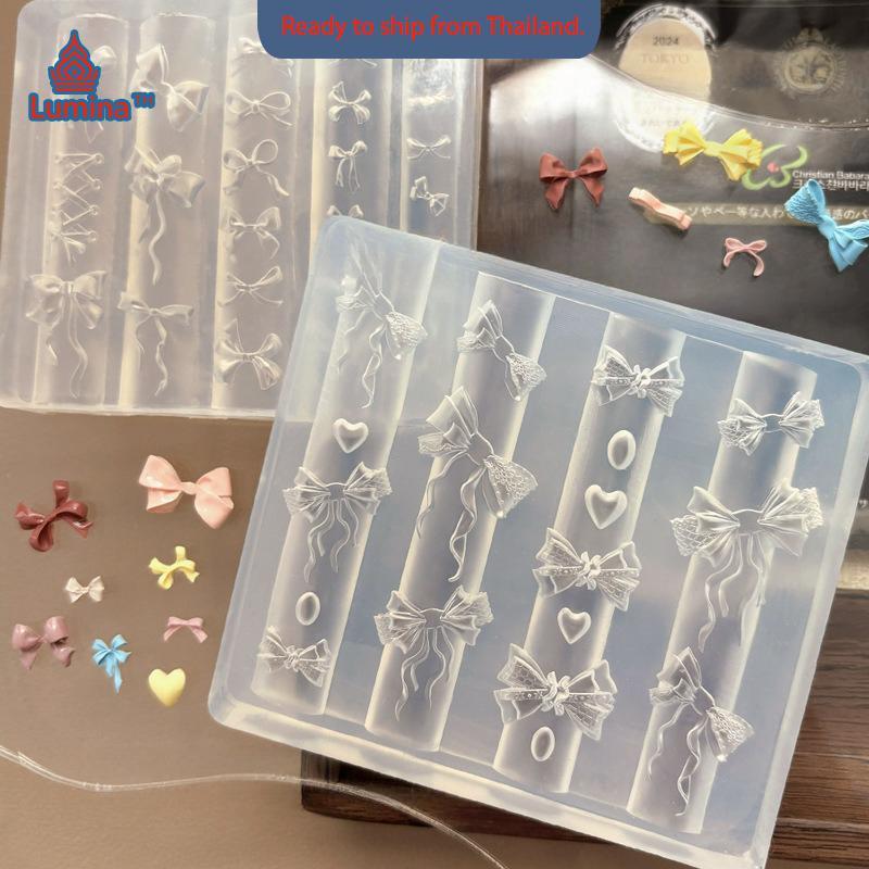 ริบบิ้น3D รูปโบว์สำหรับตกแต่งเล็บเจลเคลือบเงากันยูวีอุปกรณ์ตกแต่งเล็บดีไซน์แบบทำมือ