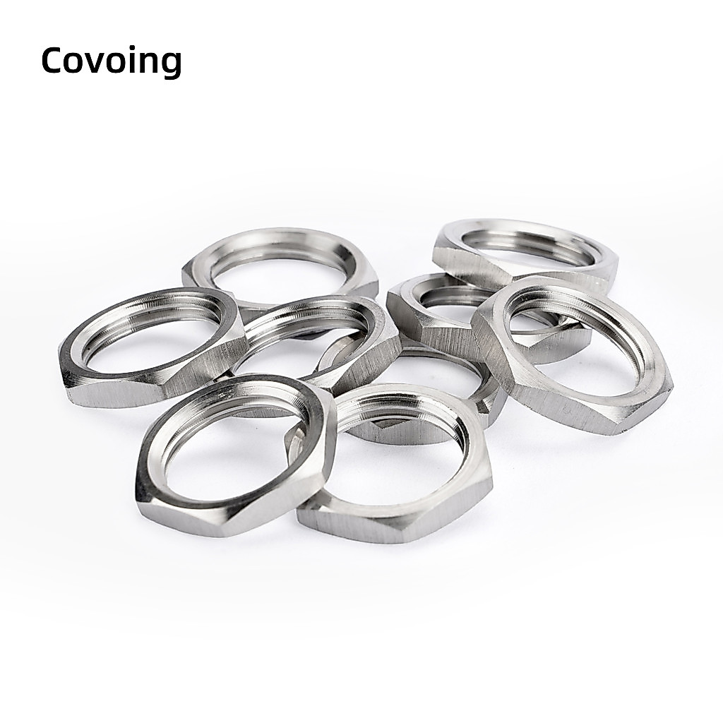 Covoing น็อตบางหกเหลี่ยม 304 สแตนเลส น็อตล็อก น็อตคู่ สำหรับล็อกเกลียว แข็งแรง ทนสนิม ขนาด M12 M14 M20 1/2 นิ้ว