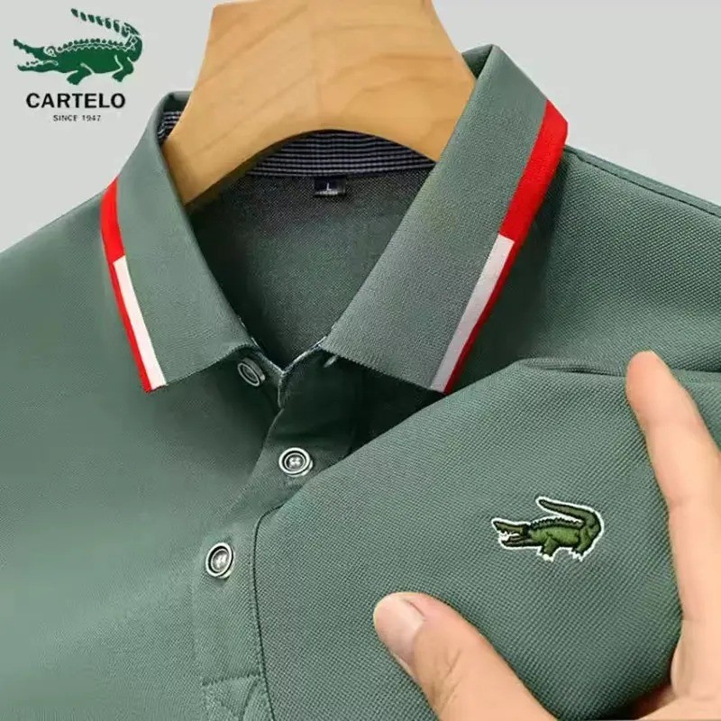 CARTEO เสื้อโปโลผู้ชายปักขายดีฤดูใบไม้ผลิและฤดูร้อนใหม่ธุรกิจ LeisurLe Hi