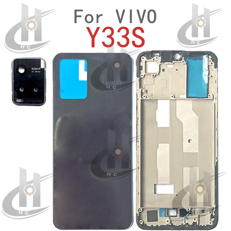สําหรับ VIVO Y33S Y33T 4G แบตเตอรี่ฝาหลังกรอบกลาง + ปุ่ม + กรอบด้านหน้า LCD + เลนส์กรอบกล้อง - รูปที่ 7