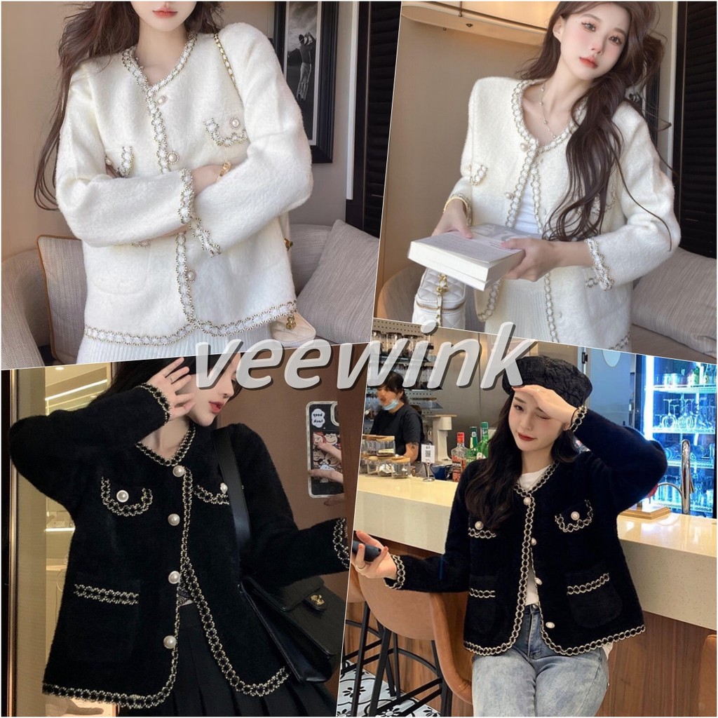 Veewink พร้อมส่งจากกทม เสื้อสเวตเตอร์สั้นสไตล์ชาแนล เนื้อขนมิงค์ หรูหรา ใส่ได้หลายโอกาส ใหม่ล่าสุด