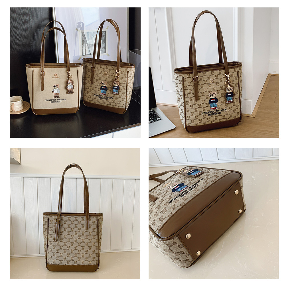 กระเป๋าสุภาพสตรีแบบหมีปัก ทรงถังสไตล์เกาหลี สายสะพายไหล่ข้างเดียว ออกแบบสำหรับสวมใต้วงแขน ความจุมาก ใช้งานได้หลายโอกาส - รูปที่ 7