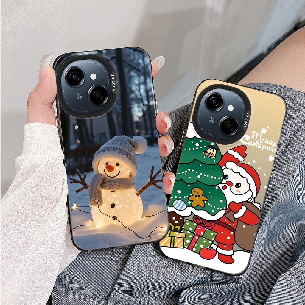 Matte Solid IMD สีเคสโทรศัพท์สําหรับ Tecno Spark G0 1 Tecno Spark G0 2025 คริสต์มาส Santa Claus คริส