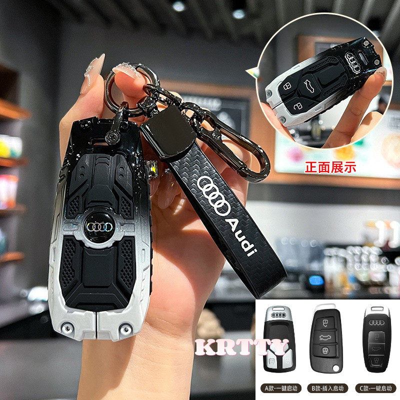 สังกะสีอัลลอยด์สมาร์ทพับกุญแจรถพวงกุญแจสําหรับ Audi A1 A3 8P A4 B9 A5 A6 C7 8S A7 A8 Q3 Q5 Q7 4M S4 