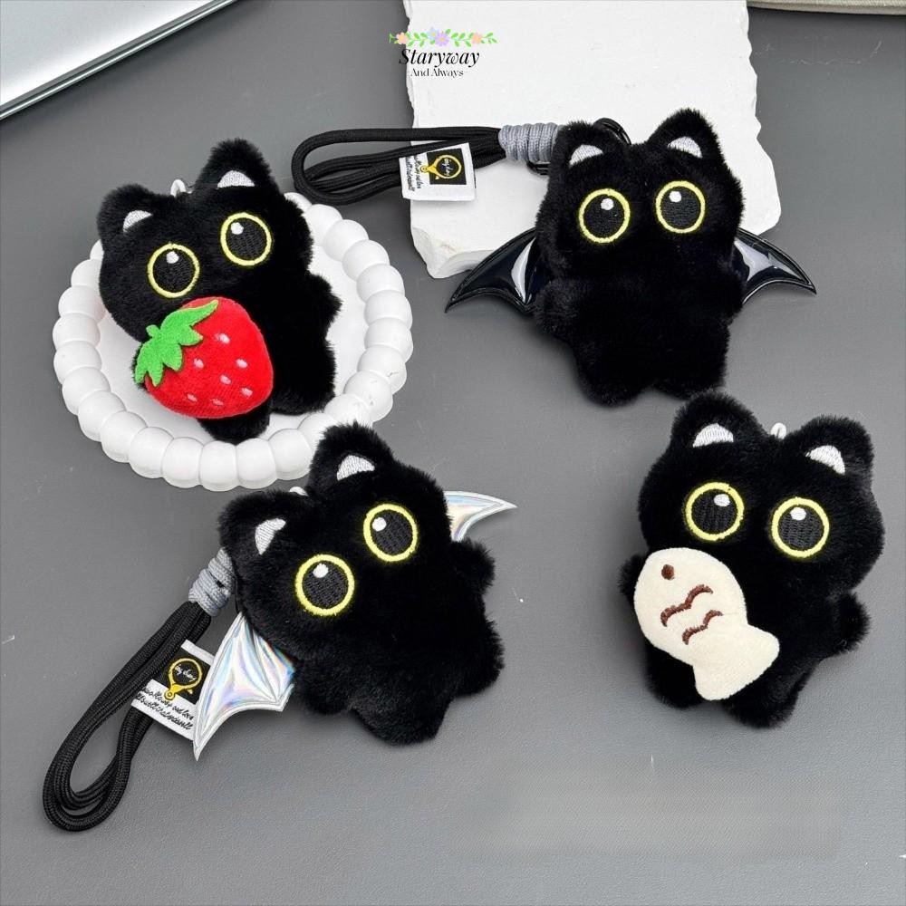 จี้กระเป๋าตุ๊กตา สตาร์ไซเวย์,เอี๊ยมปลาแมวดําตุ๊กตาตุ๊กตาพวงกุญแจ,น่ารักสตรอเบอร์รี่ปีกพวงกุญแจรถของขวัญ