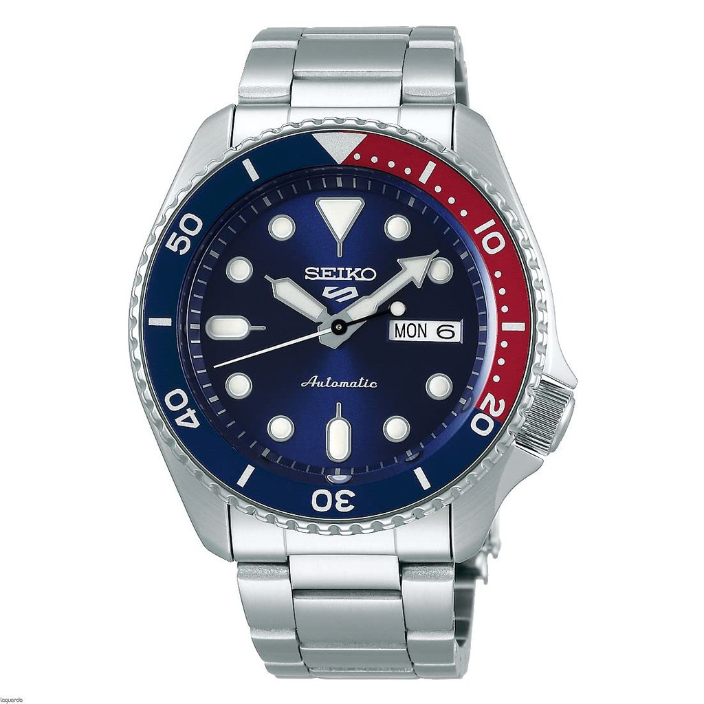 นาฬิกาผู้ชาย Seiko 5 Sports 'Pepsi' ขอบสแตนเลส สายข้อมืออัตโนมัติ รุ่น SRPD53K1