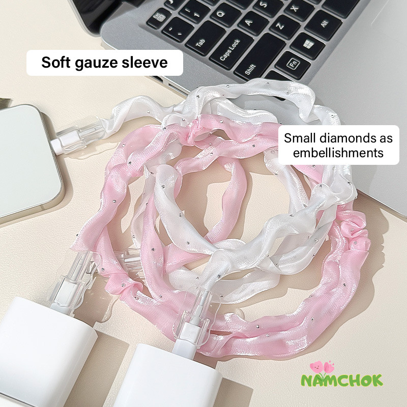 【NK】ฝาครอบป้องกันสายข้อมูล ฝาครอบตาข่ายป้องกันการแตกของสายเคเบิลข้อมูล ตัวป้องกันสายชาร์จ หวานและหลากหลายสไตล์ให้เลือก